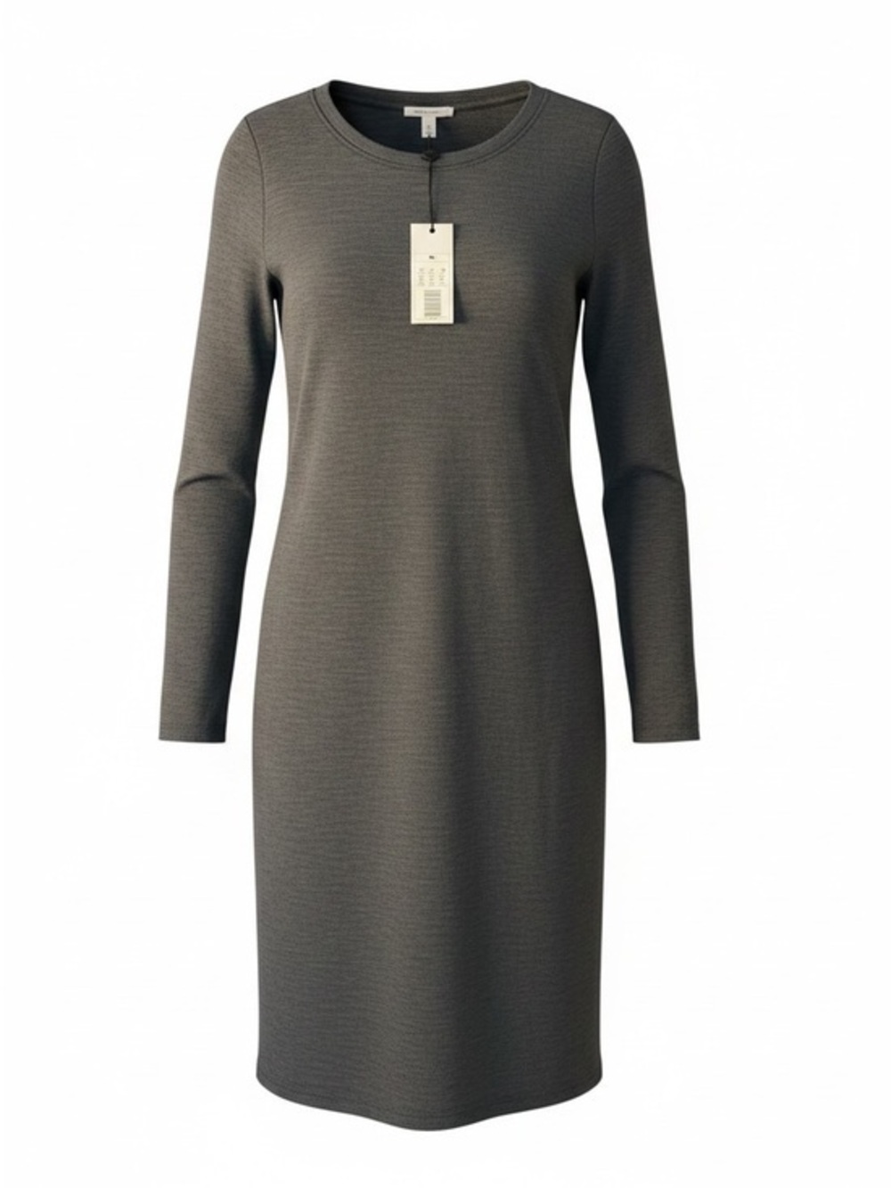 Prologue Long-Sleeve Crewneck Dress in Charcoal Gray